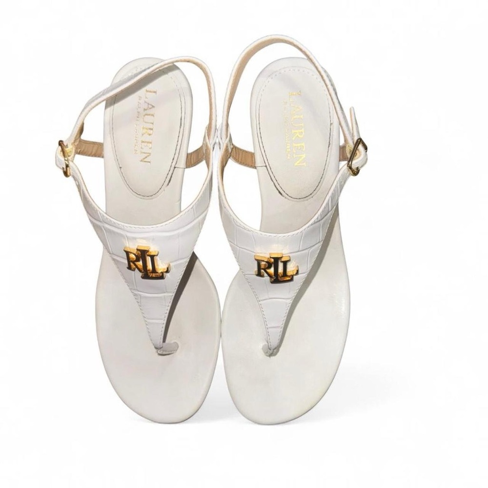 Lauren Ralph Lauren Size 7 White and Gold Sandals
